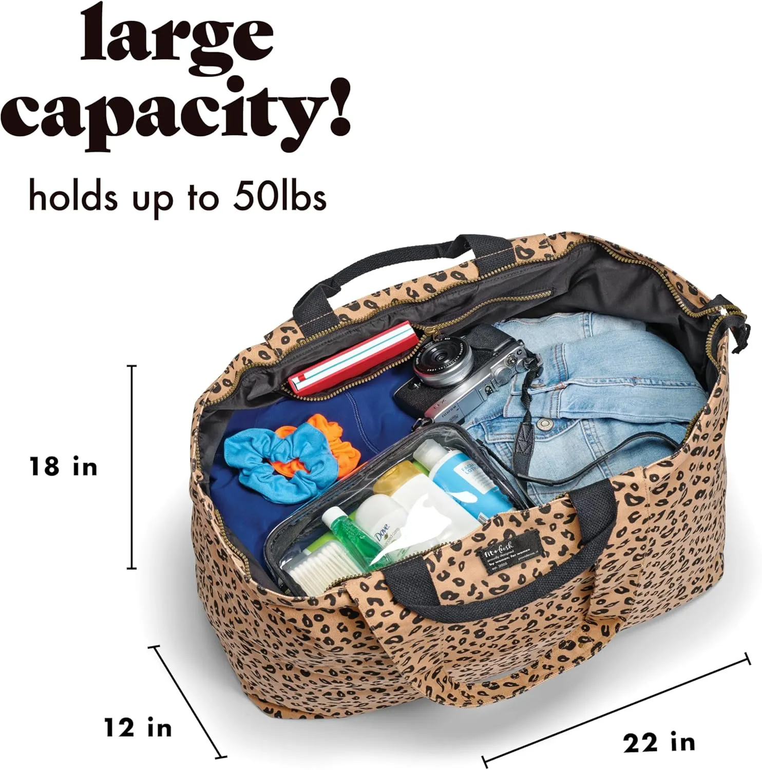 Fit & Fresh Large Beach Bag for Women - Extra Large Travel Tote With Pockets