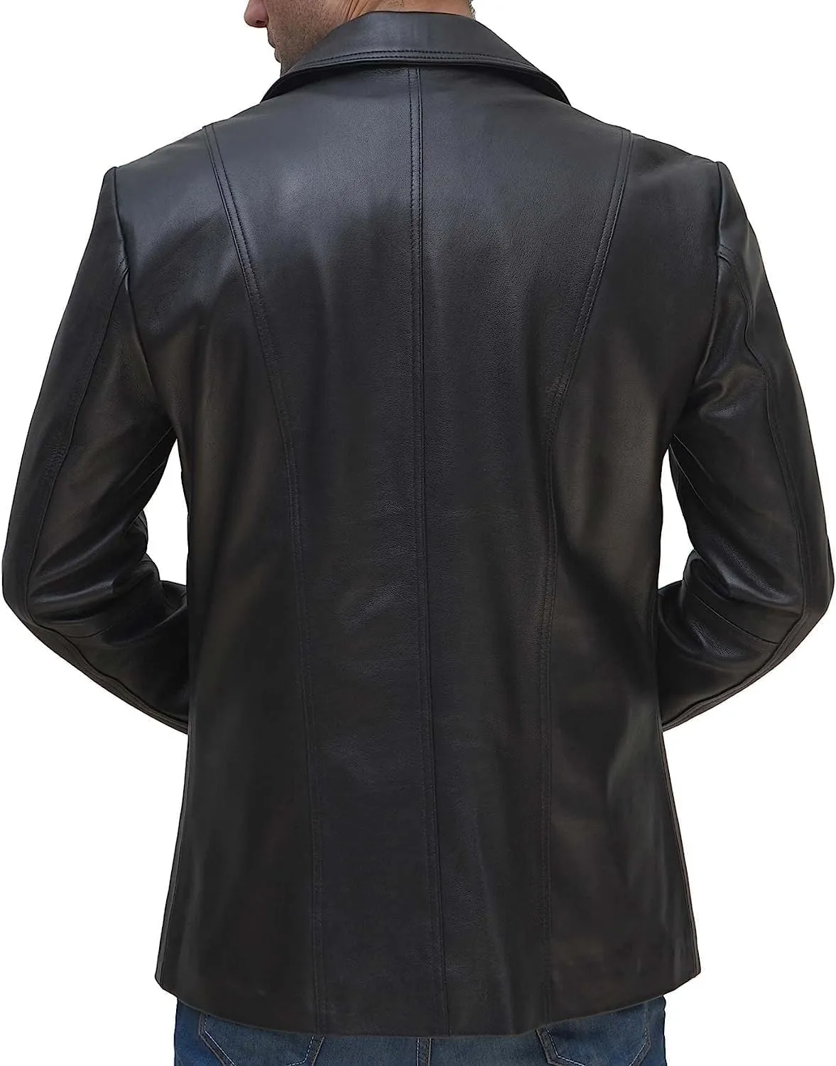 fjackets Men's Real Lambskin Leather Blazer Jacket – Stylish Leather Jackets Mens, Ideal for Business, Casual & Formal Events