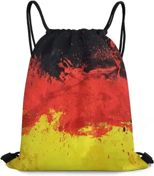 Flag of Germany Drawstring Backpack Sports Gym Sackpack Water Resistant String Bag for Women Men