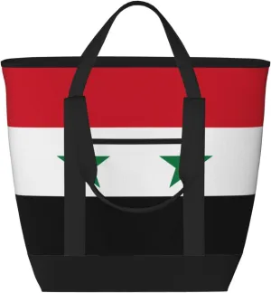 Flag of the Syrian Arab Republic Large Capacity Insulated Tote Bag, Reusable Insulated Tote Bag for Travel Shopping Beach Storage Picnic Food