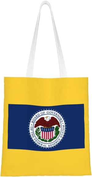 Flag of the United States Federal Reserve Tote Bag for Women Canvas Shopping Bags Reusable Beach Bag Grocery Bags Tote Shoulder Bag Gift Bags
