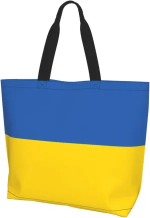 Flag of Ukraine Large one-shoulder shopping bag, women's one-shoulder casual handbag, reusable multi-purpose shopping bag