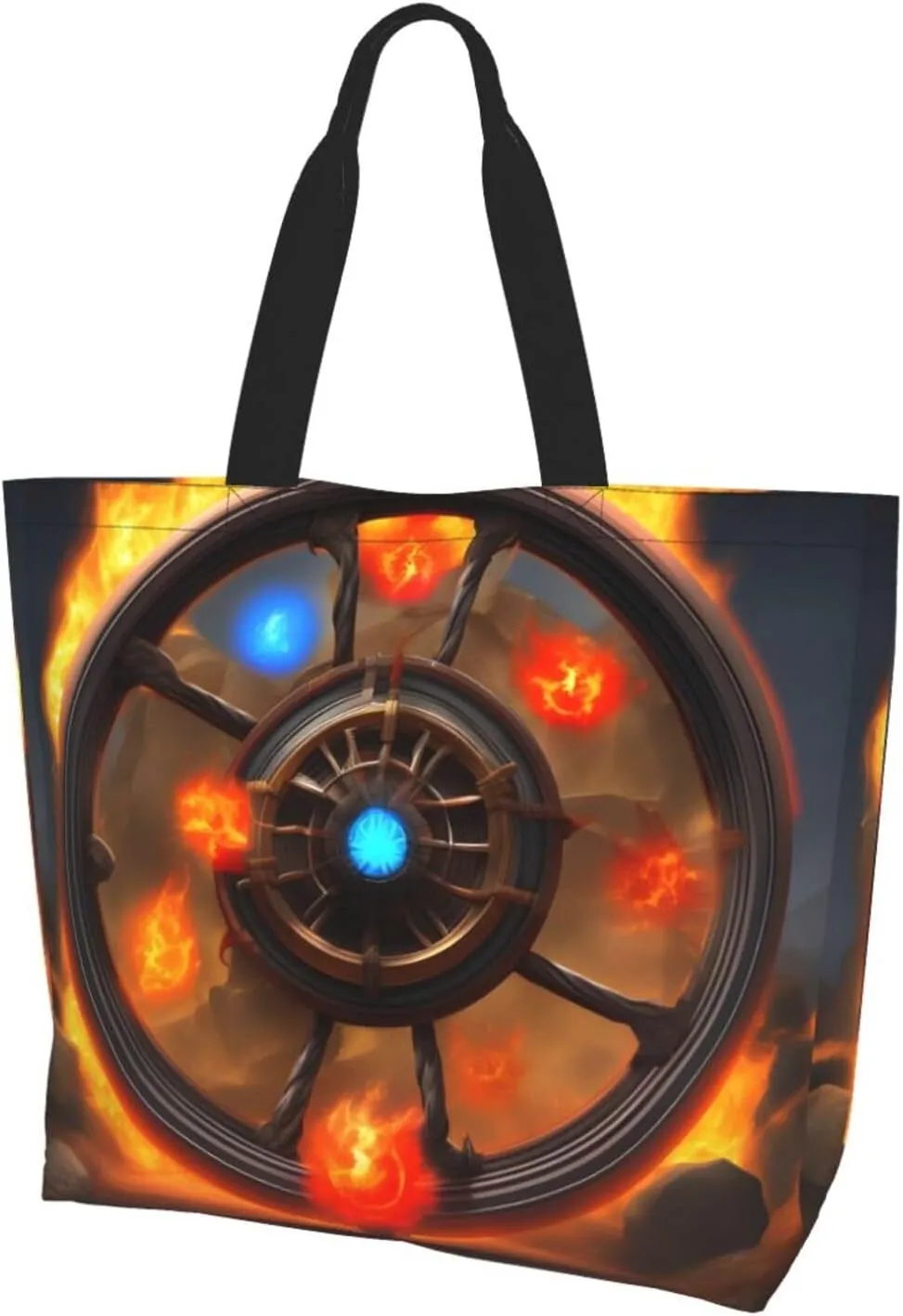 Flaming Flywheel Large Capacity Shoulder Shopping Bag For Outdoor Travel Beach Holiday Gift