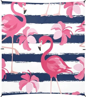 Flamingo Navy Stripes Beach Tent Camping Sun Shelters Portable Outdoor Canopy Sun Shade for Camping Trips Fishing Backyard Fun or Picnics Easy Setup with Carrying Bag
