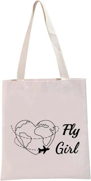 Flight Attendant Gift F G-irl Reusable Canvas Tote Bag Cabin Crew Gift Airplane Attendant Shopping Handbag