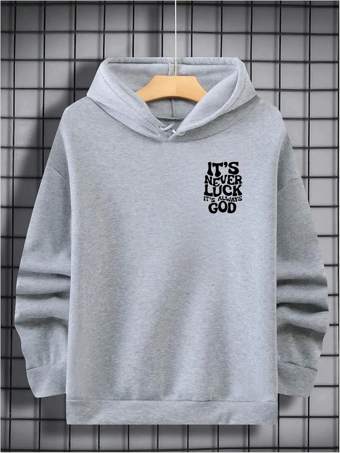 Floerns Men's Long Sleeve Lightweight Drawstring Letter Print Graphic Hoodies Sweatshirt Tops