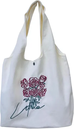 Floral Canvas Tote Bag Botanical Shopping Bag Aesthetic Flower Tote Bag Large Capacity Grocery Bag for Women