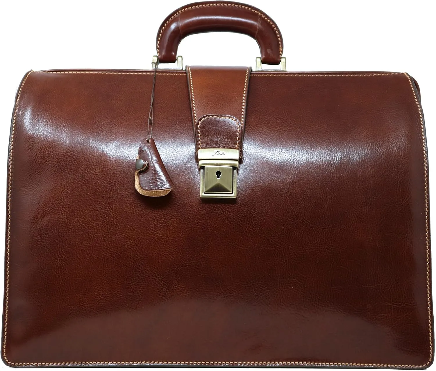 Floto Ciabatta Leather Lawyer Business Briefcase Attache in Brown Men's