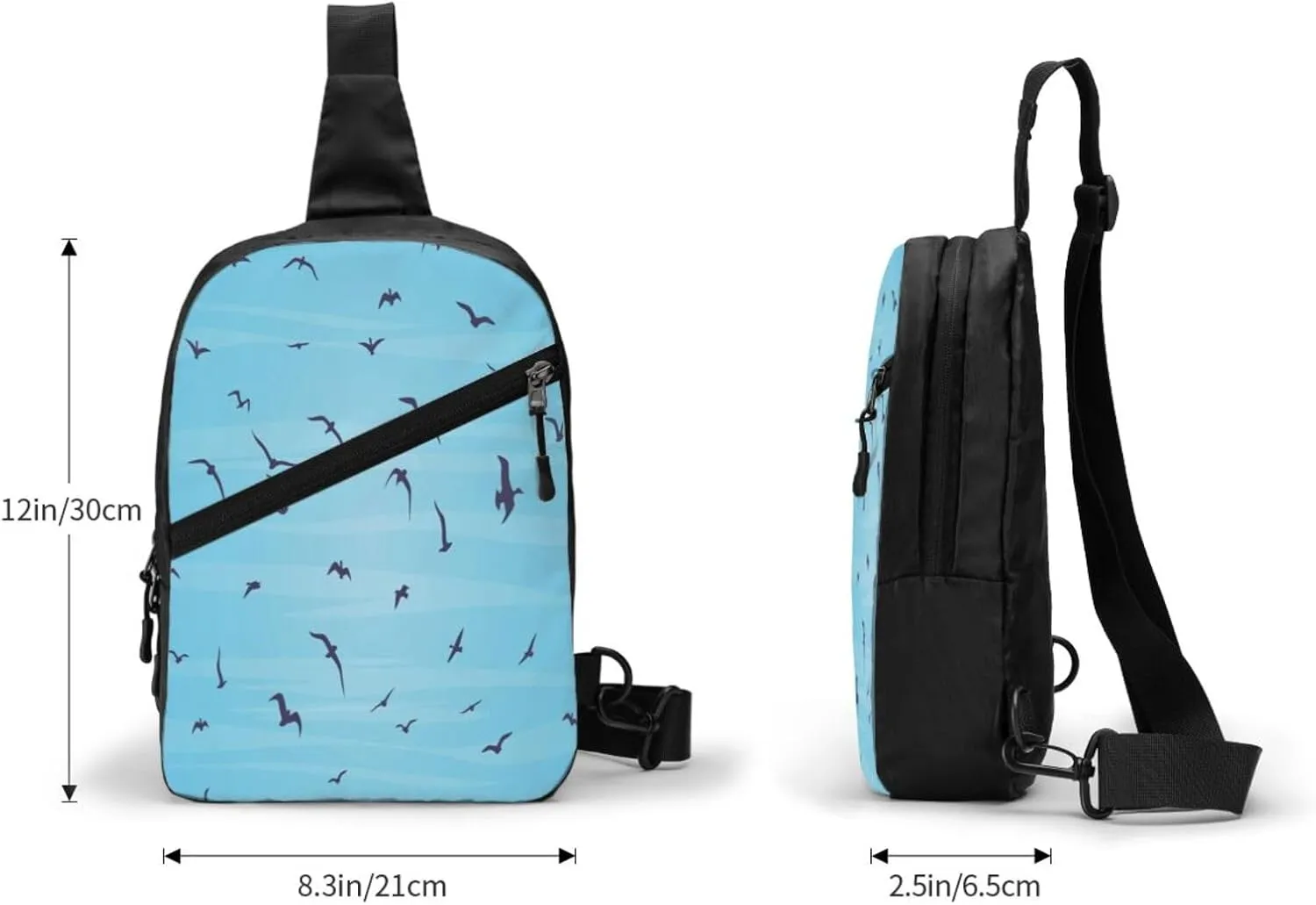 Flying Bird Blue Sling Bag for Men Women, Small Crossbody Sling Backpack Shoulder Chest Bag, Anti Theft Travel Hiking Sports