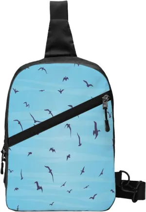 Flying Bird Blue Sling Bag for Men Women, Small Crossbody Sling Backpack Shoulder Chest Bag, Anti Theft Travel Hiking Sports