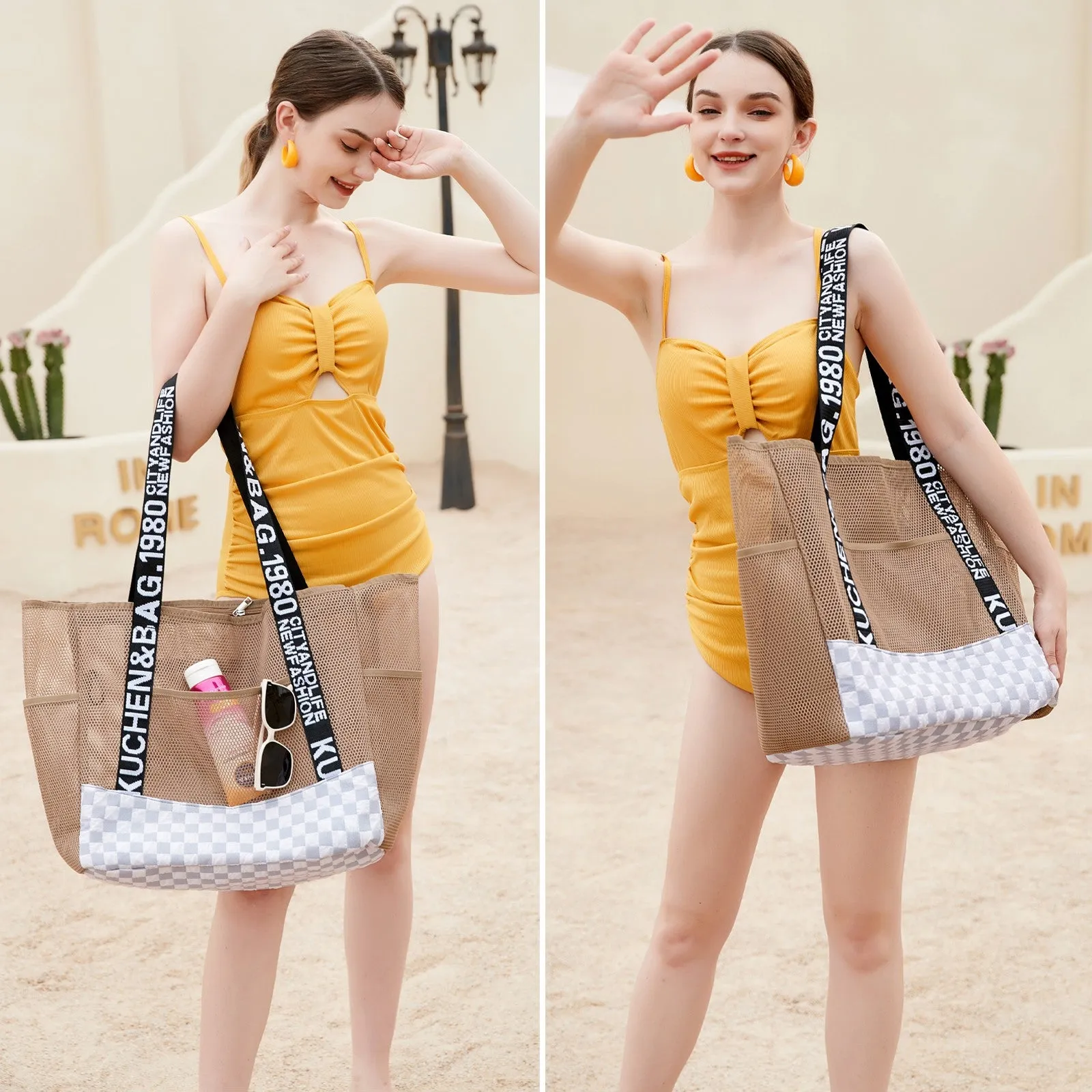 Foldable Extra Large Mesh Summer Beach Tote Bag
