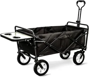 Folding Camping Cart with Lining,Picnic Trolley Carts Outdoor Leisure Portable Trolley Folding Wheeled Festival, Garden Fishing Wheelbarrow,Load-Bearing