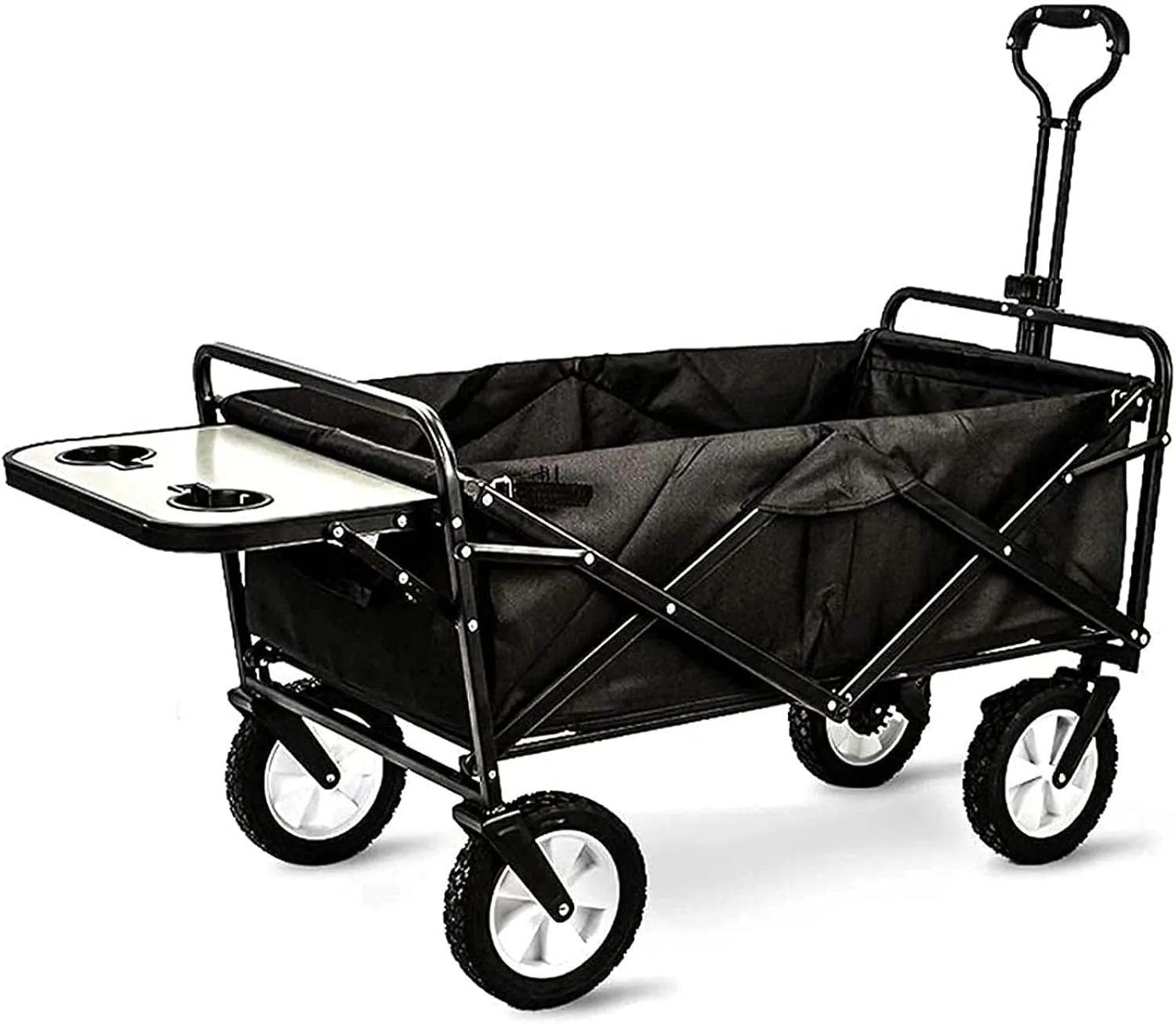 Folding Camping Cart with Lining,Picnic Trolley Carts Outdoor Leisure Portable Trolley Folding Wheeled Festival, Garden Fishing Wheelbarrow,Load-Bearing