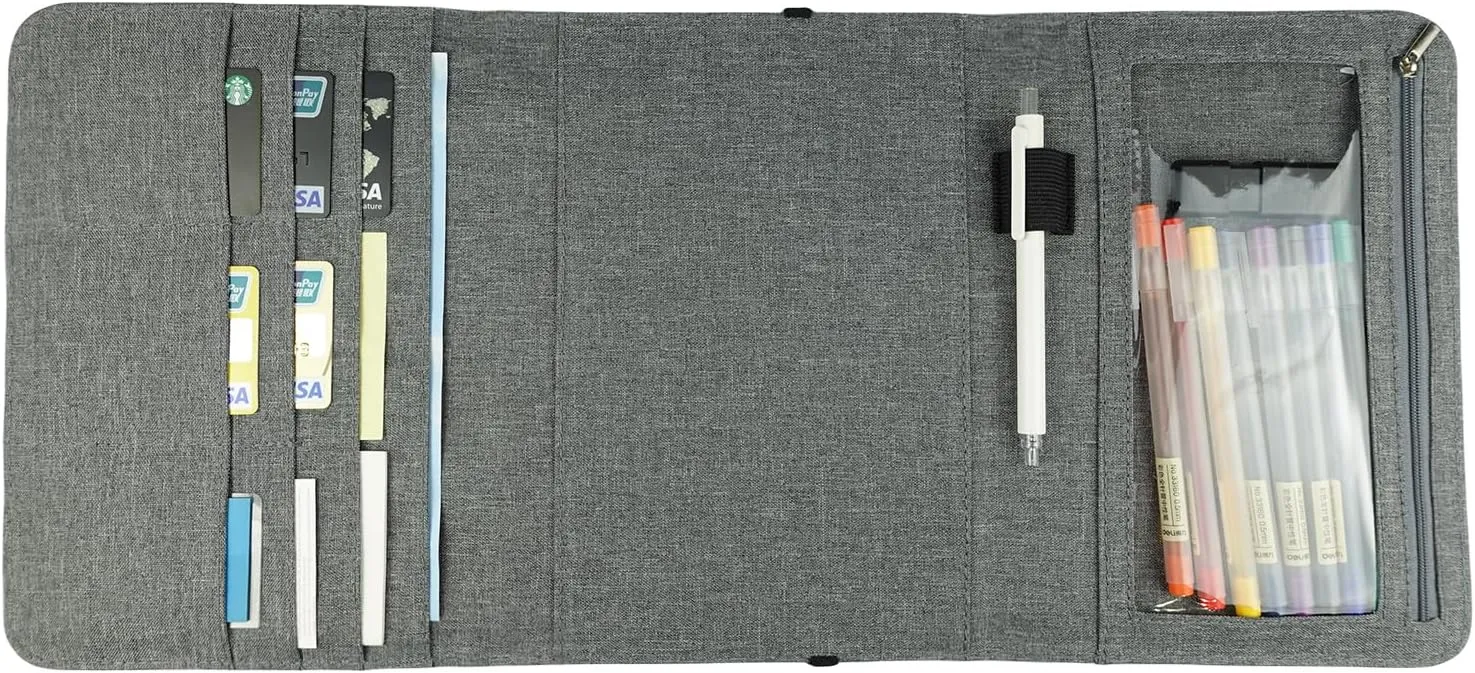 Folio Cover Compatible with Rocketbook Everlast Fusion, Multi A5 Size Notebook Organizer, Pen Loop/Business Card Holder, 9.6" x 7.4" inch (Executive Size)