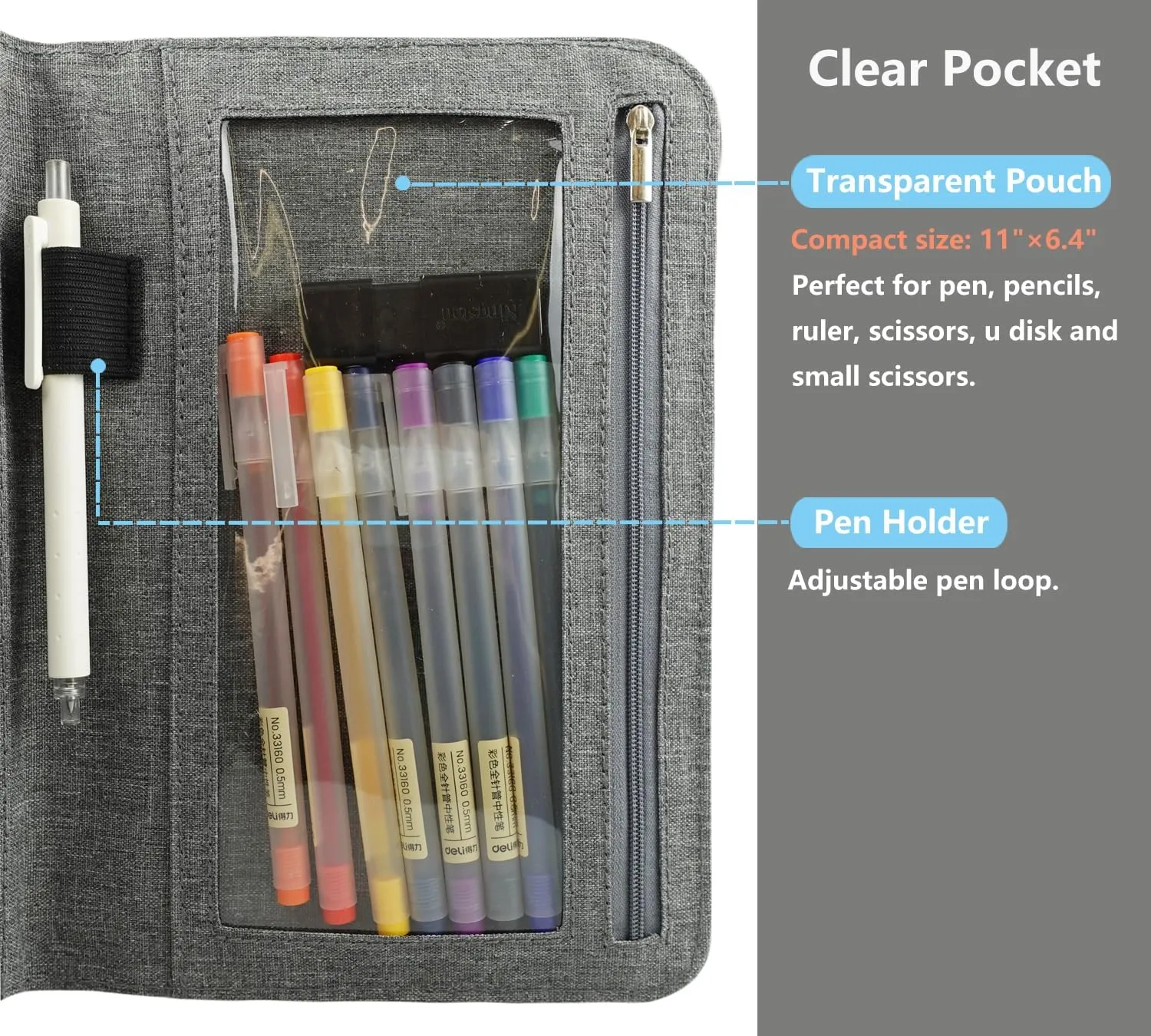 Folio Cover Compatible with Rocketbook Everlast Fusion, Multi A5 Size Notebook Organizer, Pen Loop/Business Card Holder, 9.6" x 7.4" inch (Executive Size)