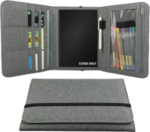 Folio Cover Compatible with Rocketbook Everlast Fusion, Multi A5 Size Notebook Organizer, Pen Loop/Business Card Holder, 9.6" x 7.4" inch (Executive Size)