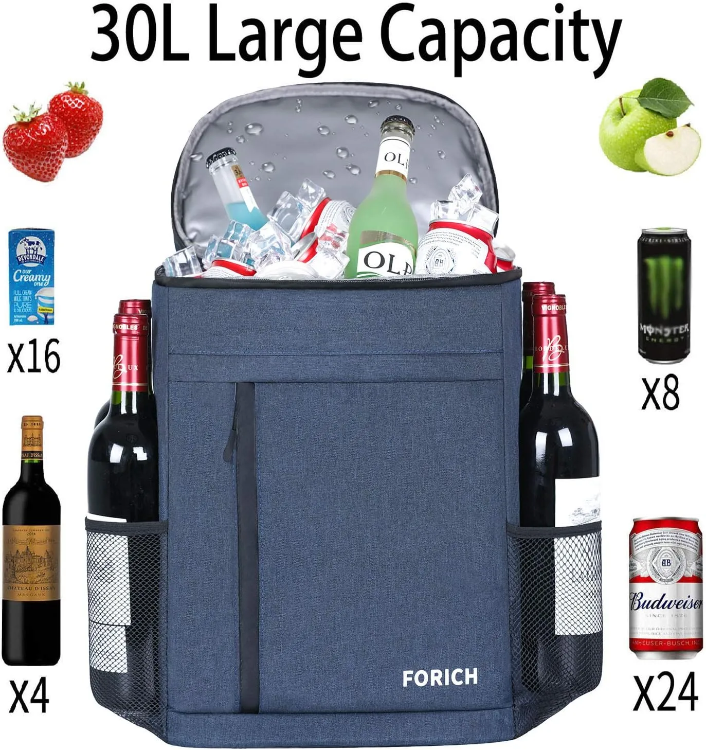 FORICH Soft Cooler Backpack Insulated Waterproof Backpack Cooler Bag Leak Proof Portable Small Cooler Backpacks to Work Lunch Travel Beach Camping Hiking Picnic Fishing Beer for Men Women