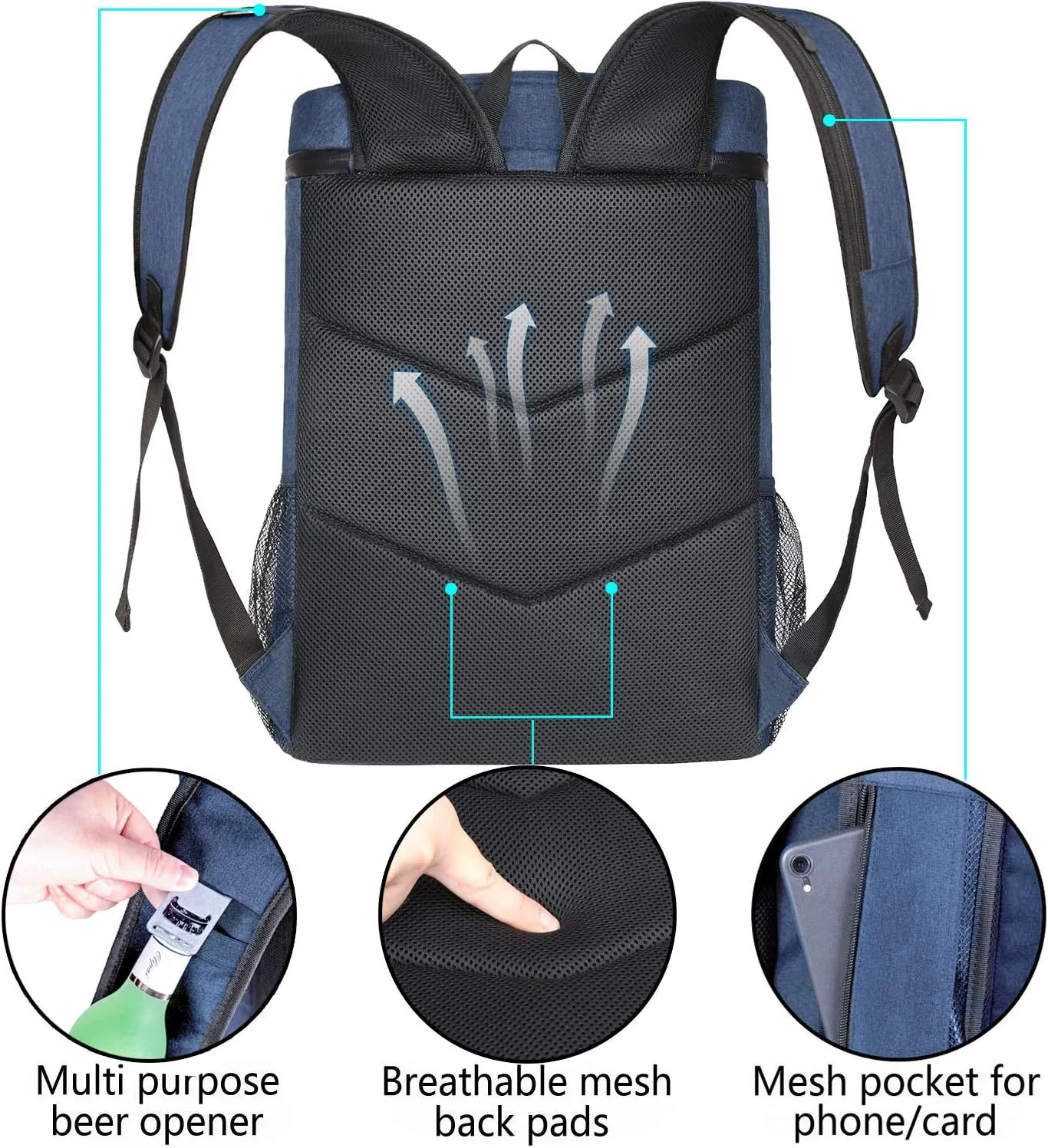 FORICH Soft Cooler Backpack Insulated Waterproof Backpack Cooler Bag Leak Proof Portable Small Cooler Backpacks to Work Lunch Travel Beach Camping Hiking Picnic Fishing Beer for Men Women