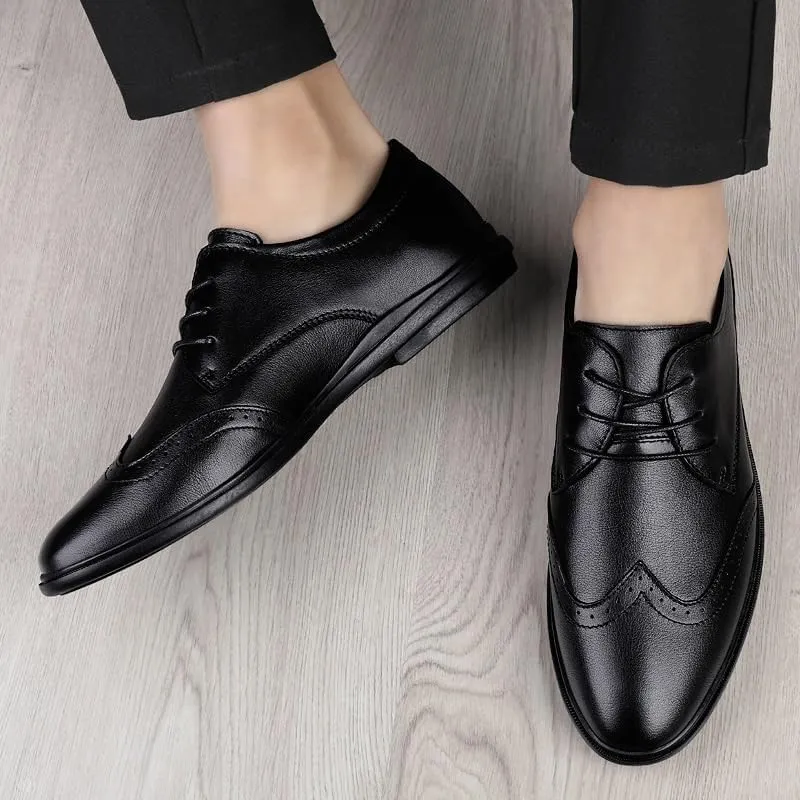 Formal Shoes for Men's Classic Lace Up Business Breathable Burnished Leather Business Tuxedo Wedding Non Slip Anti-Slip Formal