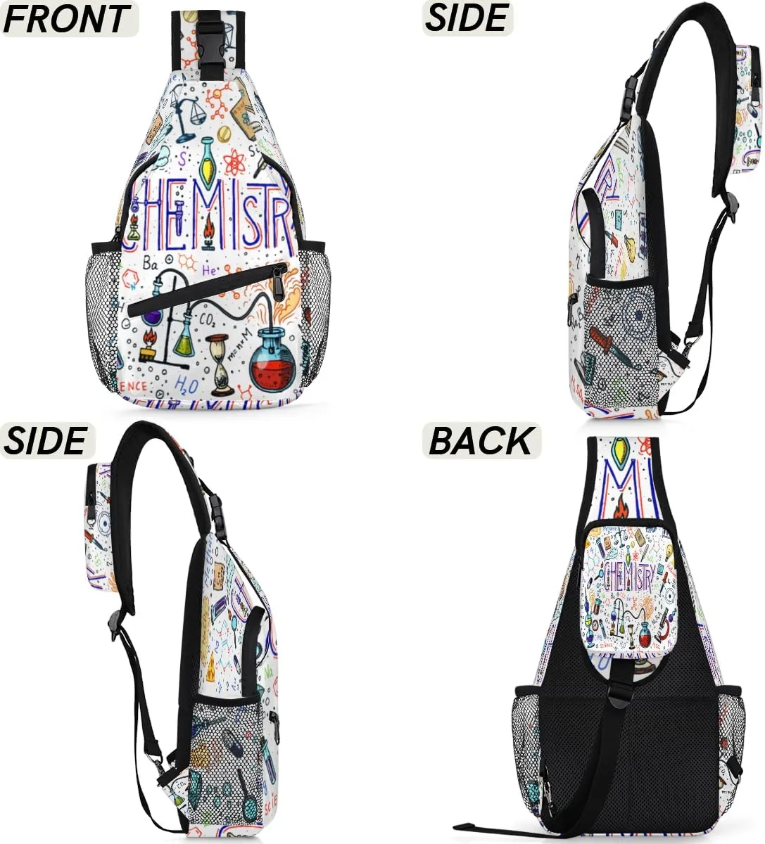 Formulas Laboratory Elements Sling Bag for Women Men Crossbody Sling Backpack Shoulder Bag Chest Bag Daypack for Travel Hiking Outdoor