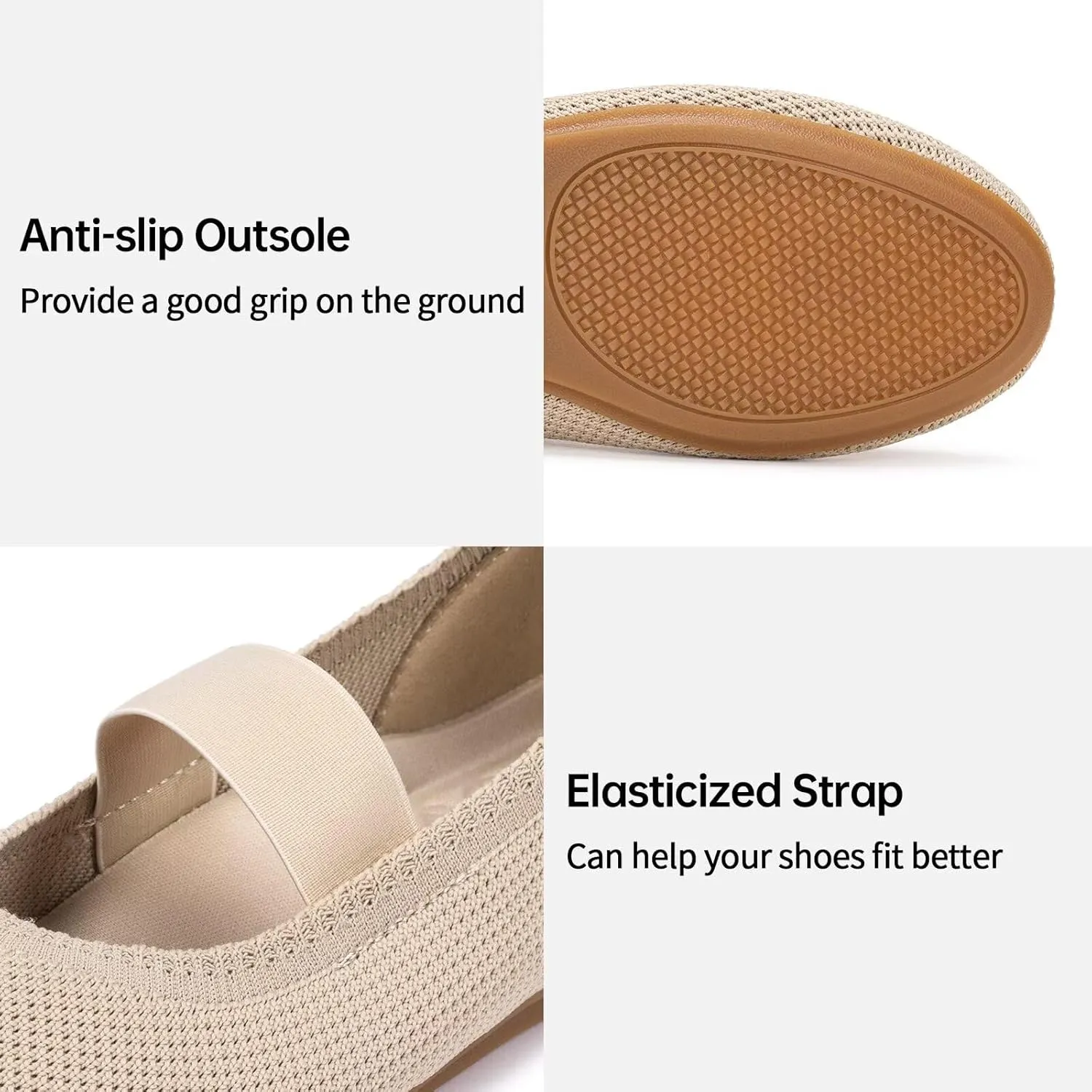Frank Mully Womens Ballet Flats Casual Round Toe Knit Fabric Flats for Women with Single Strap Ballerina Flat Shoes Lightweight Dressy Shoes for Woman