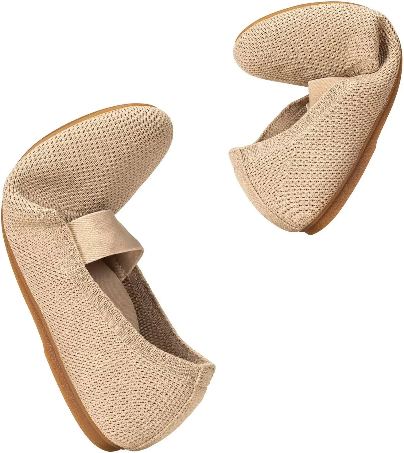 Frank Mully Womens Ballet Flats Casual Round Toe Knit Fabric Flats for Women with Single Strap Ballerina Flat Shoes Lightweight Dressy Shoes for Woman
