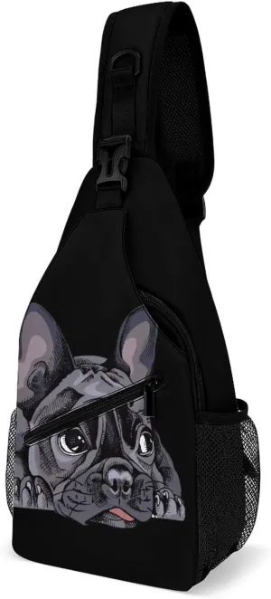 French Bulldog Portrait Sling Bag Full Print Crossbody Backpack Shoulder Bag Lightweight One Strap Travel Hiking Daypack