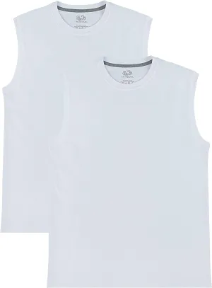 Fruit of the Loom Men's EverSoft Cotton Sleeveless Moisture Wicking T-Shirts with Odor Control