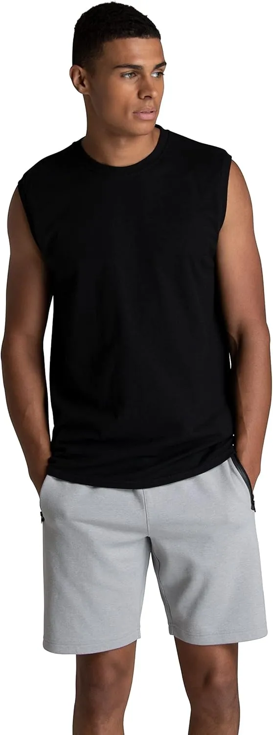 Fruit of the Loom Men's EverSoft Cotton Sleeveless Moisture Wicking T-Shirts with Odor Control