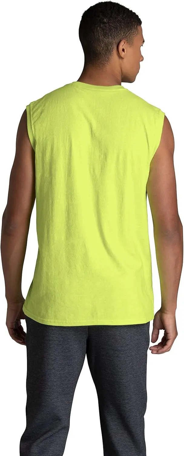 Fruit of the Loom Men's EverSoft Cotton Sleeveless Moisture Wicking T-Shirts with Odor Control