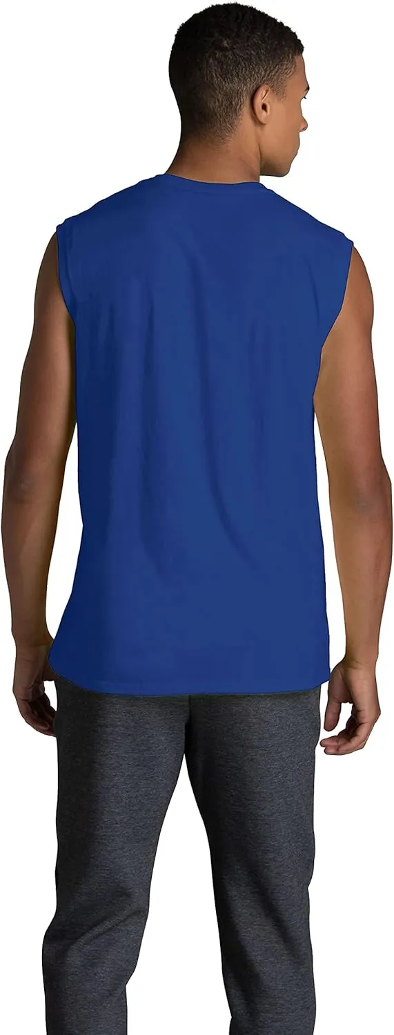 Fruit of the Loom Men's EverSoft Cotton Sleeveless Moisture Wicking T-Shirts with Odor Control
