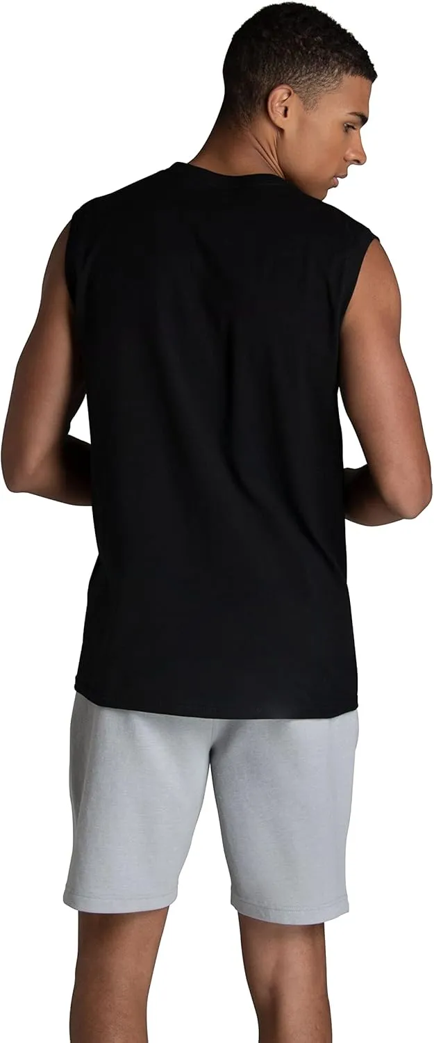 Fruit of the Loom Men's EverSoft Cotton Sleeveless Moisture Wicking T-Shirts with Odor Control