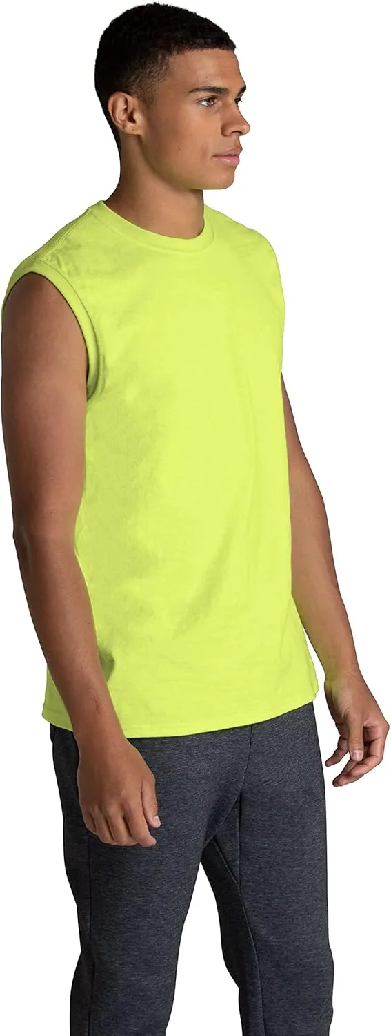 Fruit of the Loom Men's EverSoft Cotton Sleeveless Moisture Wicking T-Shirts with Odor Control