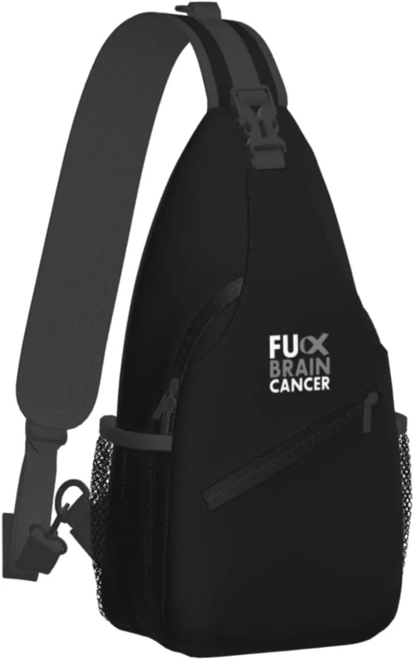 Fuck Brain Cancer Sling Bag Crossbody Backpack Shoulder Casual Daypack Bag for Men Women