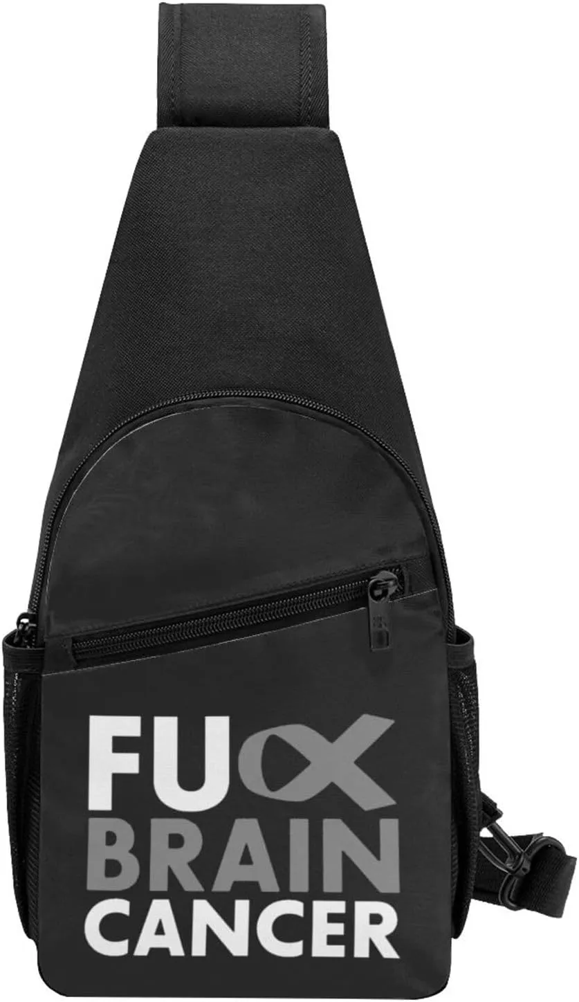 Fuck Brain Cancer Sling Bag Crossbody Backpack Shoulder Casual Daypack Bags for Men Women