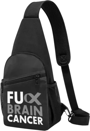Fuck Brain Cancer Sling Bag Crossbody Backpack Shoulder Casual Daypack Bags for Men Women