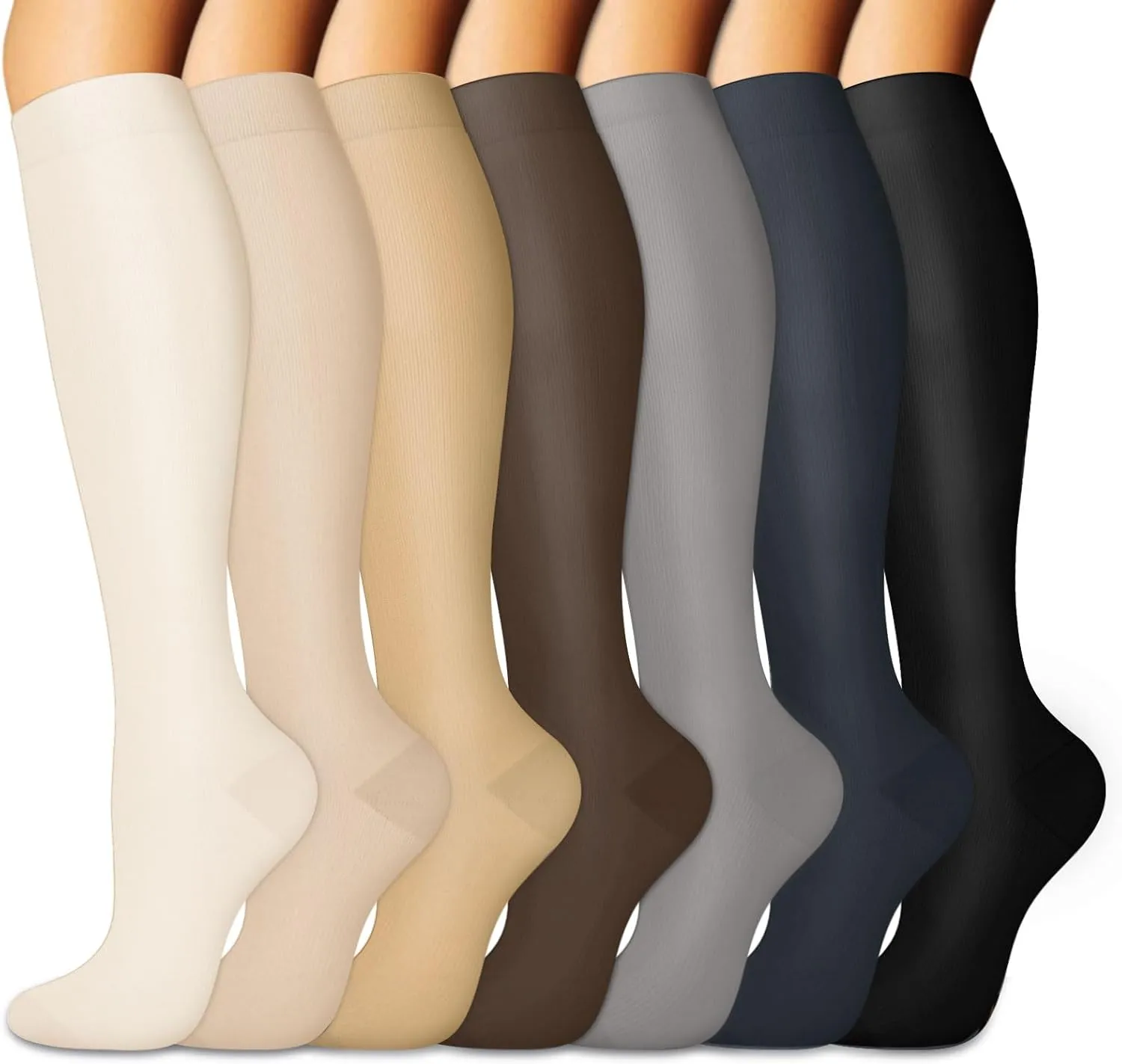 FuelMeFoot Compression Socks For Women Men - Graduated Support Knee High Socks For Nurses, Travel, Athletic