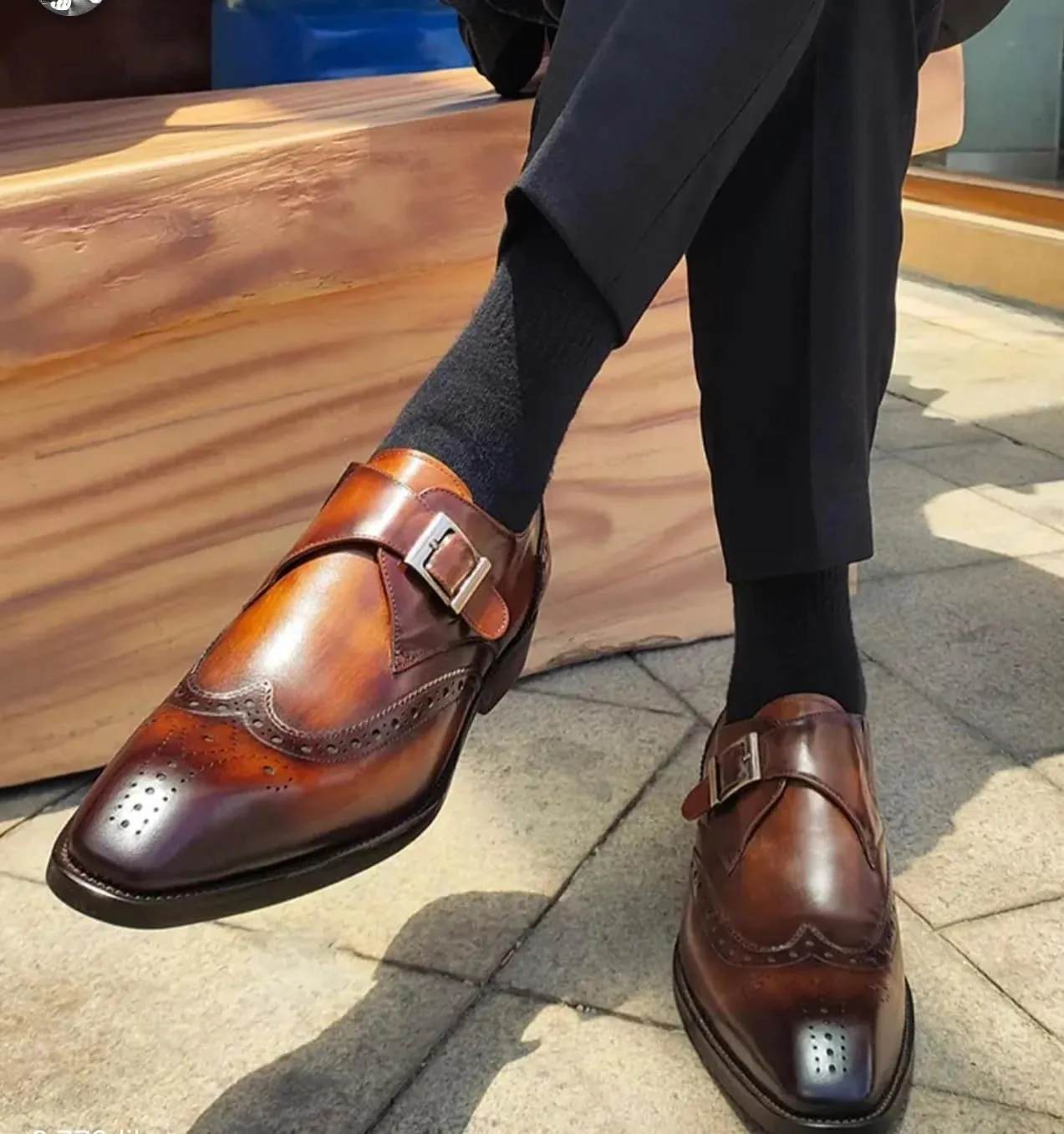 Full Grain Leather Men’s Monk Strap Dress Shoes – Semi Square Toe, Patina Finishing, Leather Insole, Solid Rubber Sole – Comfortable & Durable Formal Shoes, US Sizes 7-11