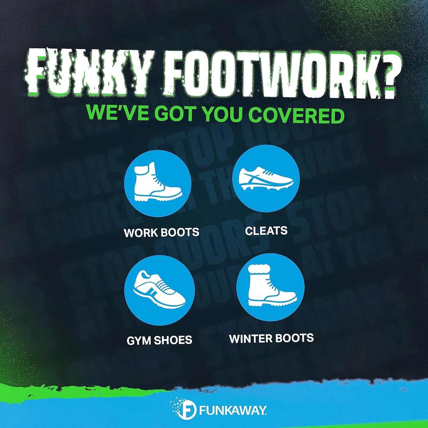 FunkAway Odor Eliminating Spray for Shoes, Skates, Work Boots & More, 8 oz., 4 Pack, Extreme Odor Eliminator, Perfect for Stinky Stuff You Can't Put in the Wash