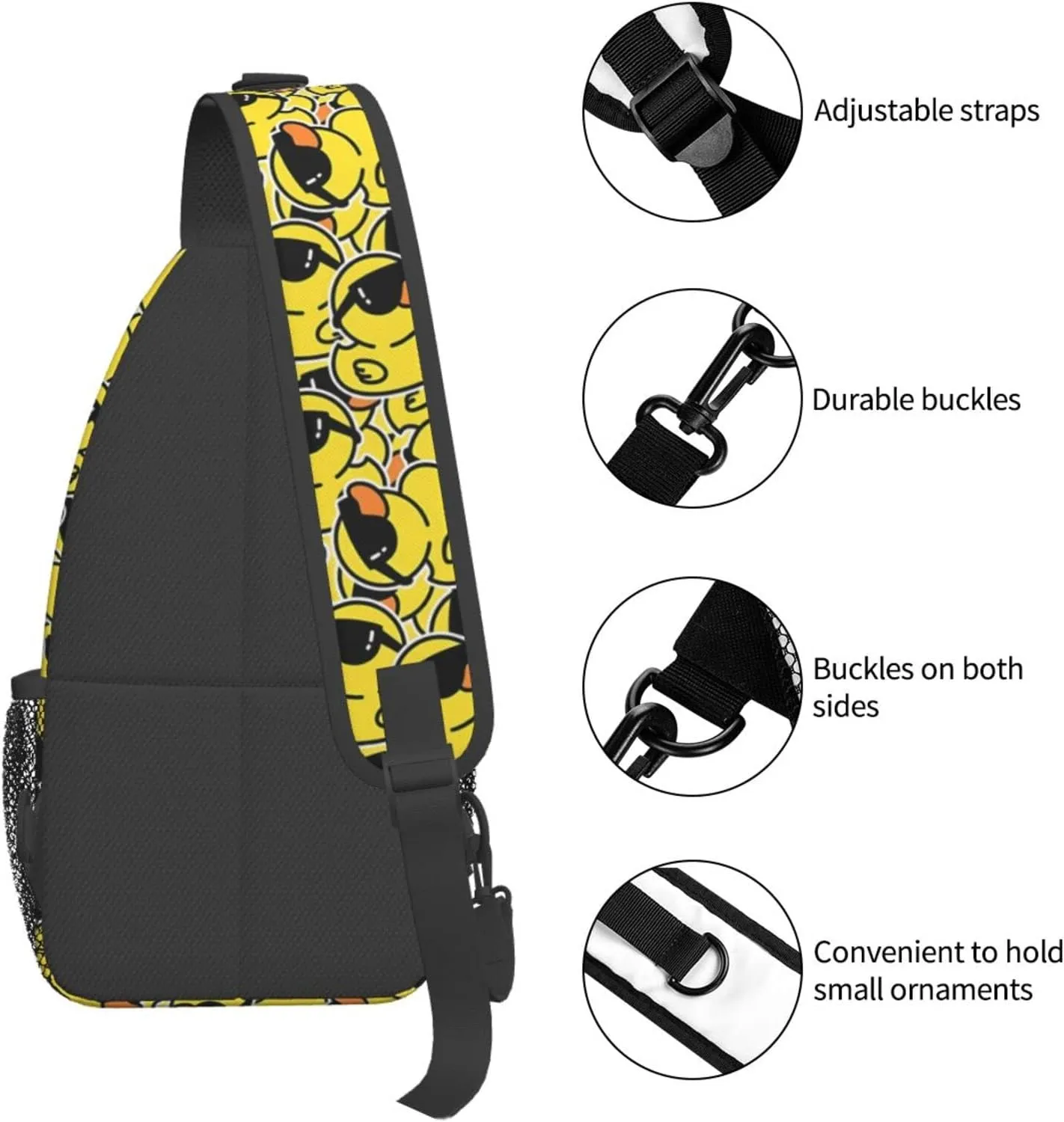 Funny Duck Crossbody Sling Backpack Sling Bag Travel Hiking Chest Bag Daypack for Women Men