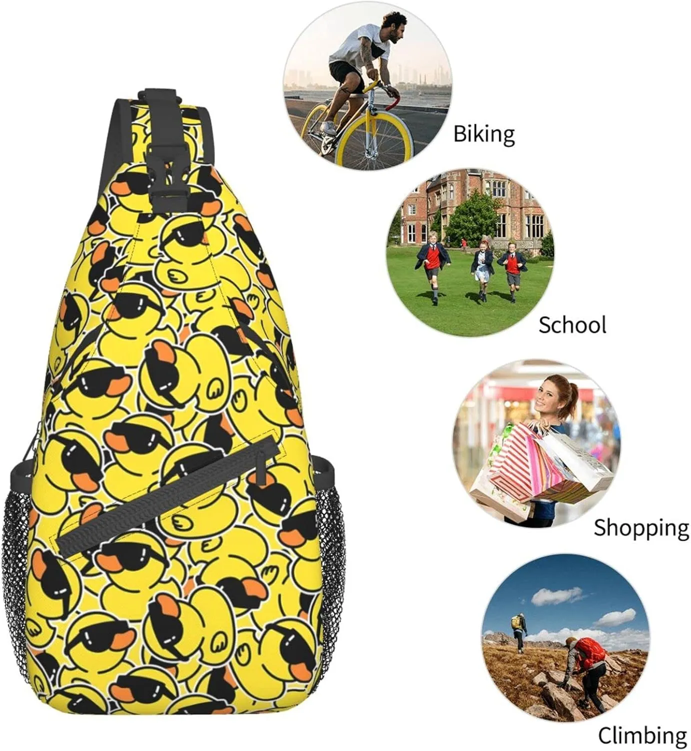Funny Duck Crossbody Sling Backpack Sling Bag Travel Hiking Chest Bag Daypack for Women Men