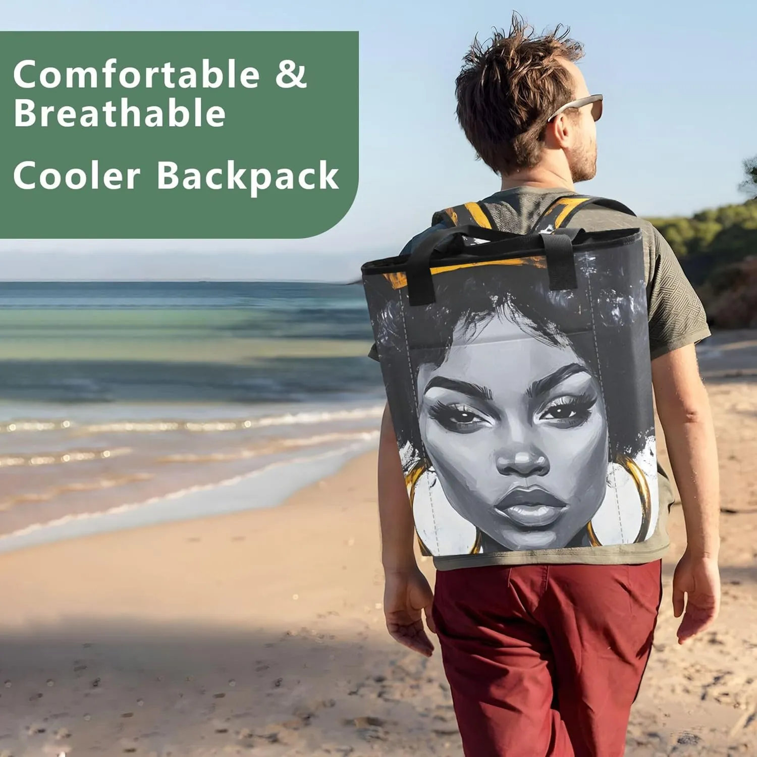 Funny Highland Cow Black Cooler Bag 36 Cans Insulated Tote Bags with Study Handle Cooling Bookbag for Women Travel