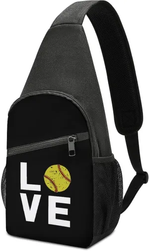 FunnyStar I Love Softball Sling Backpack Multipurpose Crossbody Chest Shoulder Bag Travel Hiking Daypack