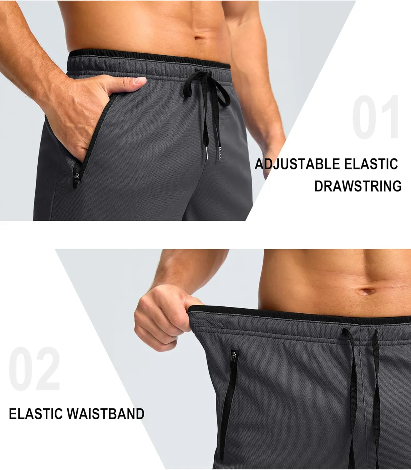 G Gradual Men's Gym Shorts wtih Zipper Pocket 9" Athletic Basketball Mesh Shorts for Men Workout Quick Dry Lightiweight