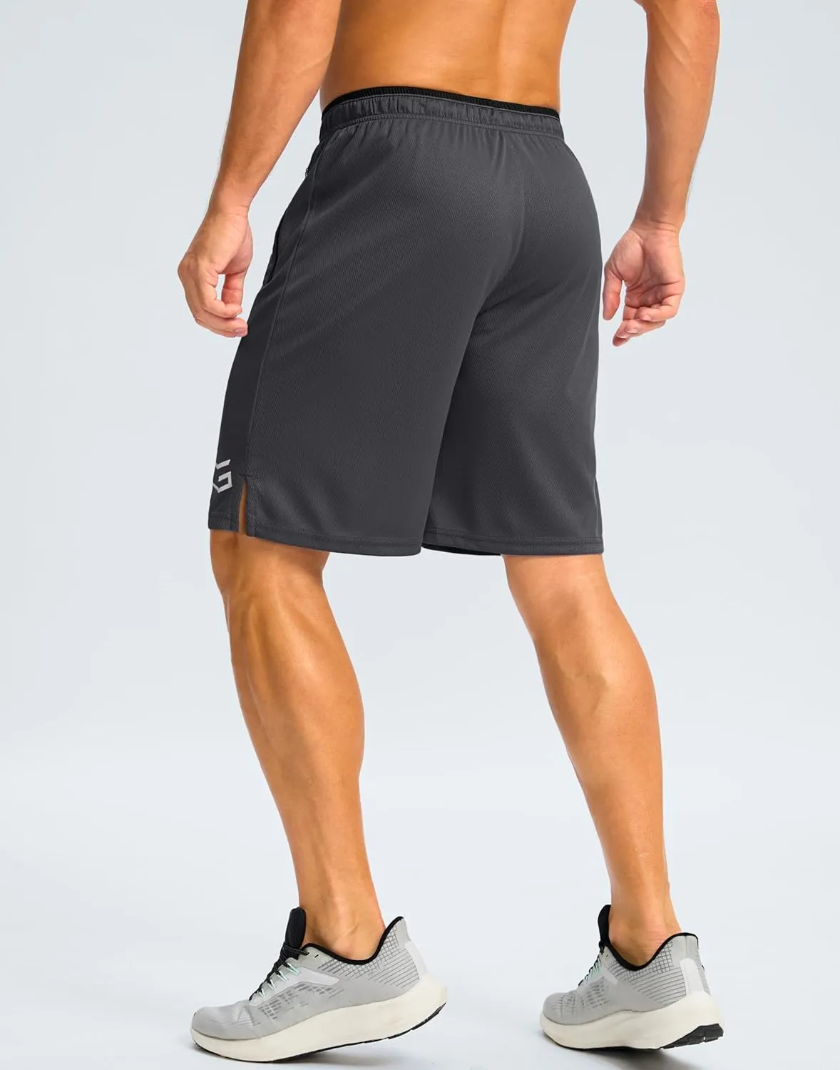 G Gradual Men's Gym Shorts wtih Zipper Pocket 9" Athletic Basketball Mesh Shorts for Men Workout Quick Dry Lightiweight