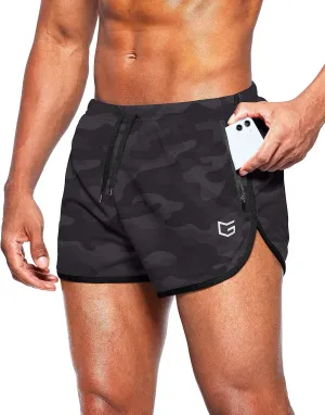 G Gradual Men's Running Shorts 3 Inch Quick Dry Gym Athletic Jogging Shorts with Zipper Pockets