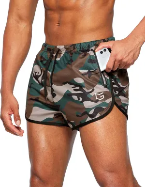 G Gradual Men's Running Shorts 3 Inch Quick Dry Gym Athletic Jogging Shorts with Zipper Pockets