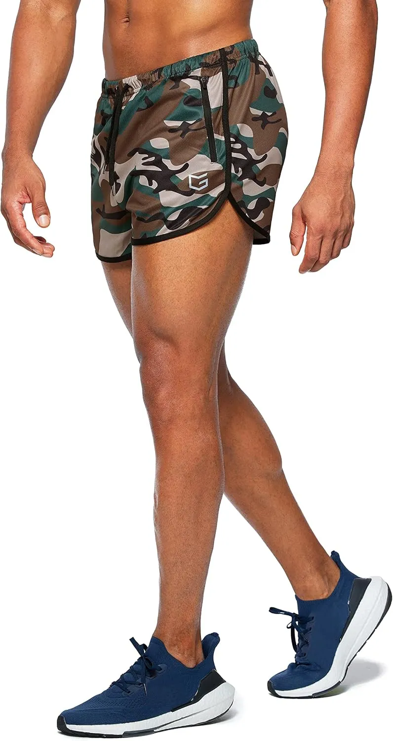 G Gradual Men's Running Shorts 3 Inch Quick Dry Gym Athletic Jogging Shorts with Zipper Pockets