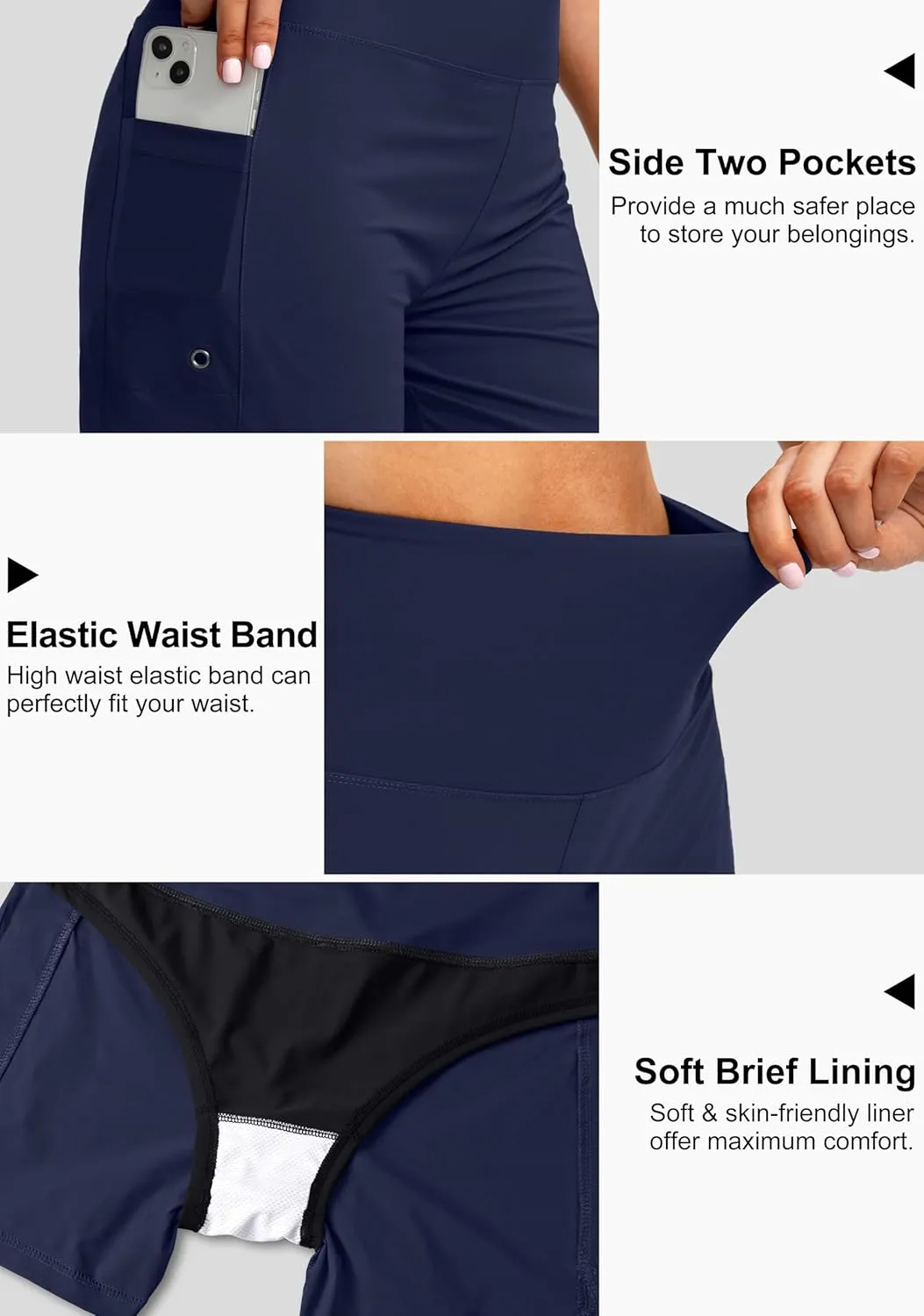 G Gradual Women's 5" High Waisted Swim Board Shorts with Phone Pockets UPF 50  Quick Dry Beach Shorts for Women with Liner