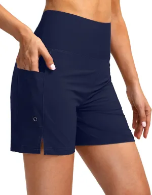 G Gradual Women's 5" High Waisted Swim Board Shorts with Phone Pockets UPF 50  Quick Dry Beach Shorts for Women with Liner